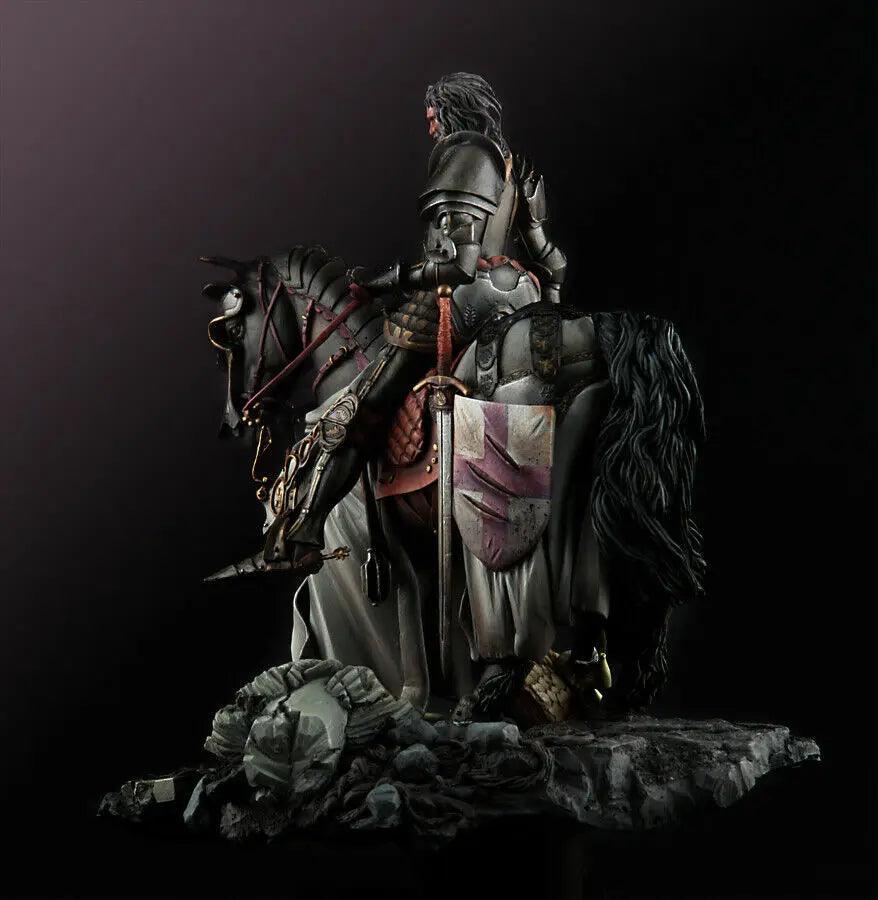 1/24 75mm Templar Officer with Horse Unpainted Resin Figure Ziggy's Pop Toy Shoppe