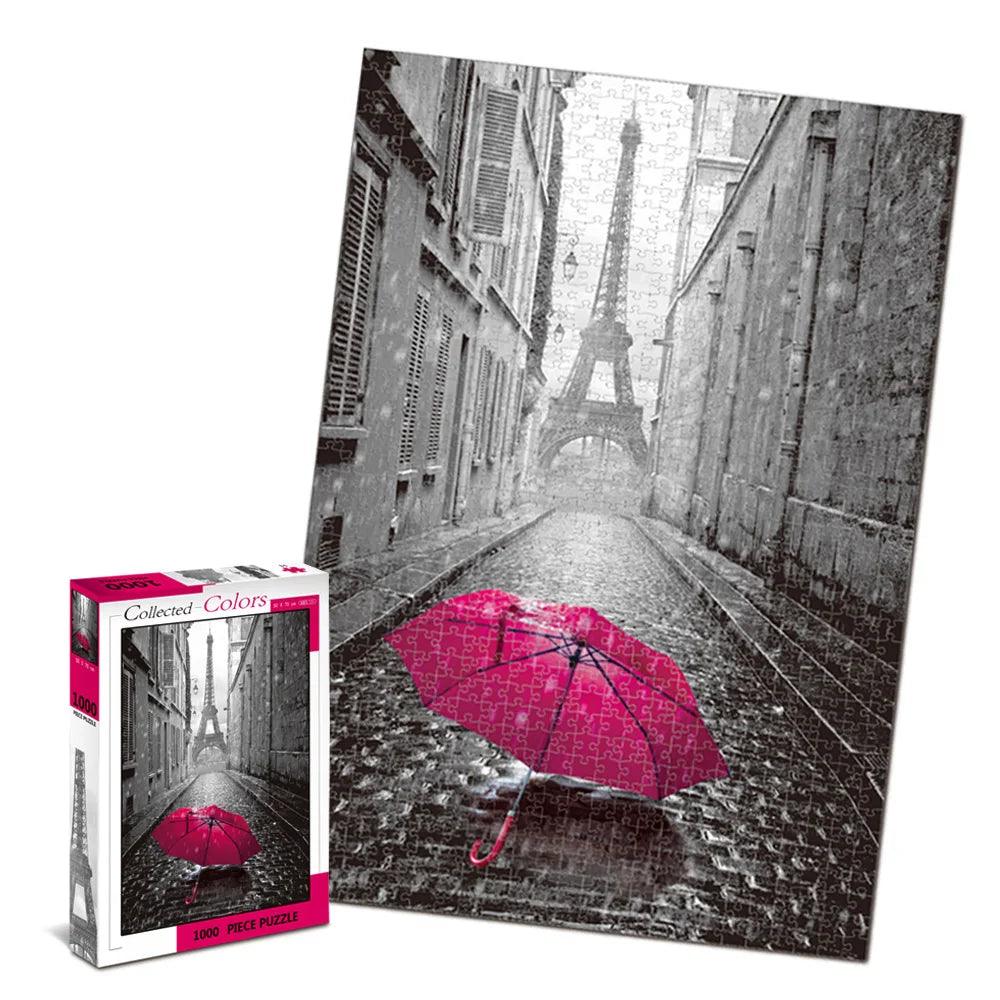 1000 Piece Pink Umbrella in Paris Jigsaw Puzzle Ziggy's Pop Toy Shoppe