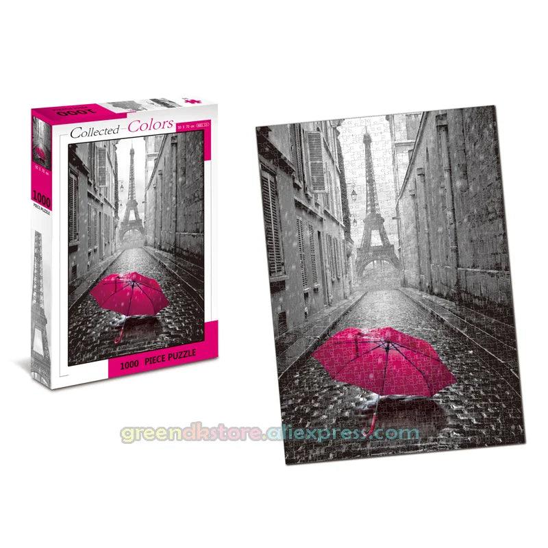 1000 Piece Pink Umbrella in Paris Jigsaw Puzzle Ziggy's Pop Toy Shoppe