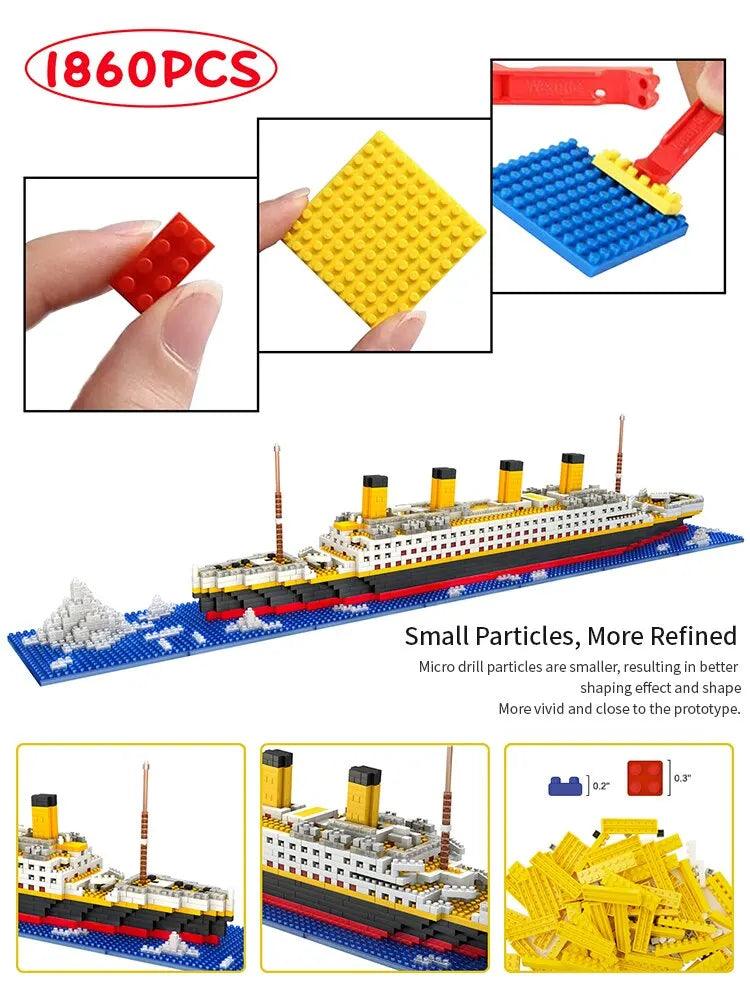 1860Pcs Titanic Micro Mini Building Blocks Set Ziggy's Pop Toy Shoppe