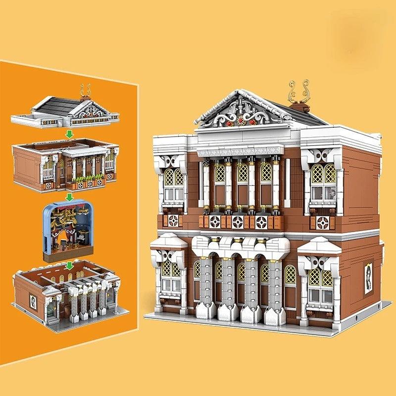 2875pcs MOC Novatown Concert Hall Building Blocks Set Ziggy's Pop Toy Shoppe