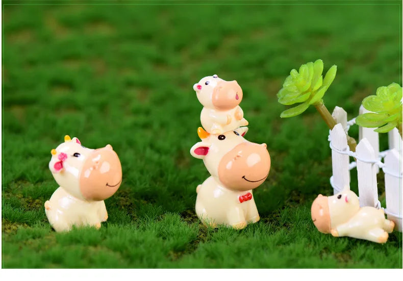 4-Piece Cute Cow Family Figurines for Home or Garden Ziggy's Pop Toy Shoppe