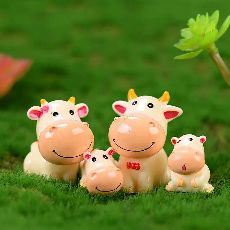 4-Piece Cute Cow Family Figurines for Home or Garden Ziggy's Pop Toy Shoppe