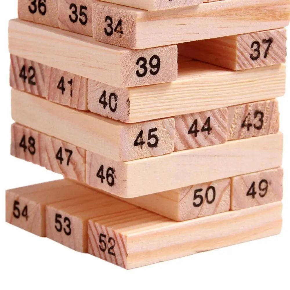 54pcs Wooden Tower Block Game Set Ziggy's Pop Toy Shoppe