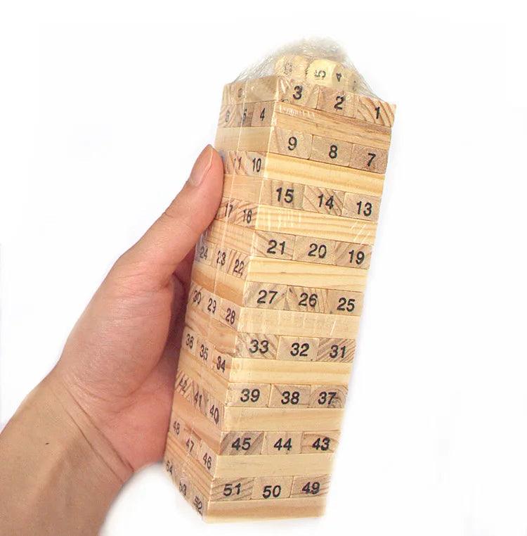 54pcs Wooden Tower Block Game Set Ziggy's Pop Toy Shoppe