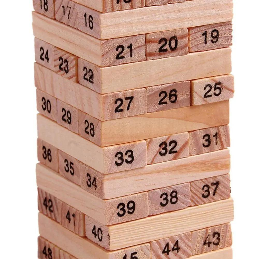 54pcs Wooden Tower Block Game Set Ziggy's Pop Toy Shoppe