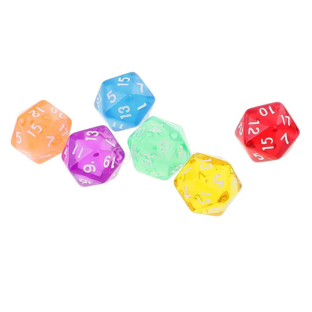 6pcs 20-Sided (D20) Polyhedral Dice Ziggy's Pop Toy Shoppe