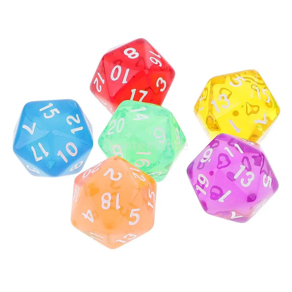 6pcs 20-Sided (D20) Polyhedral Dice Ziggy's Pop Toy Shoppe