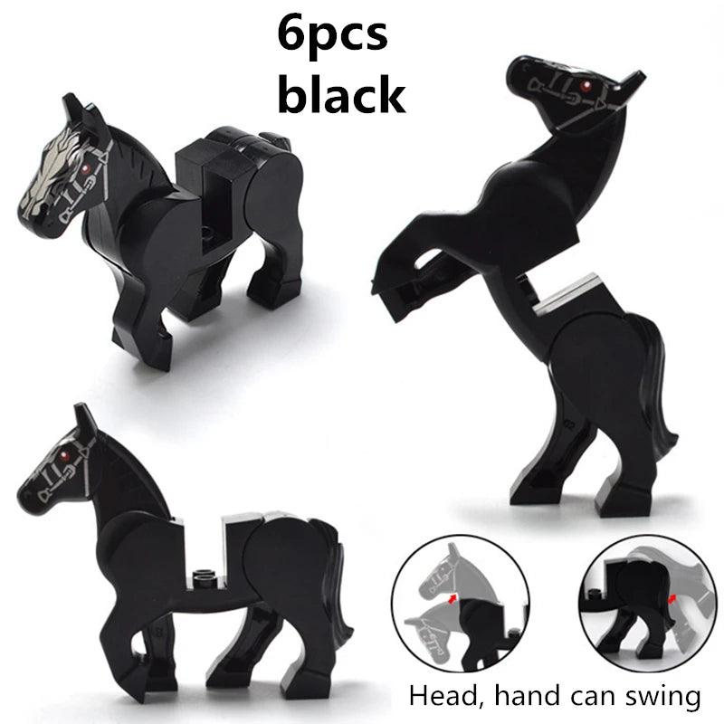 6pcs/set MOC Horses Building Block Figures Ziggy's Pop Toy Shoppe