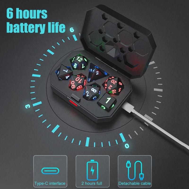 7pcs/set Electronic Glowing LED Dice (D4-D20) Ziggy's Pop Toy Shoppe