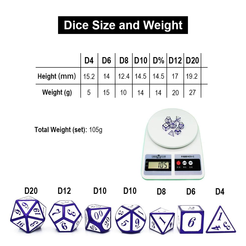 7pcs/set Metal Dice Set for Role Playing Games Ziggy's Pop Toy Shoppe