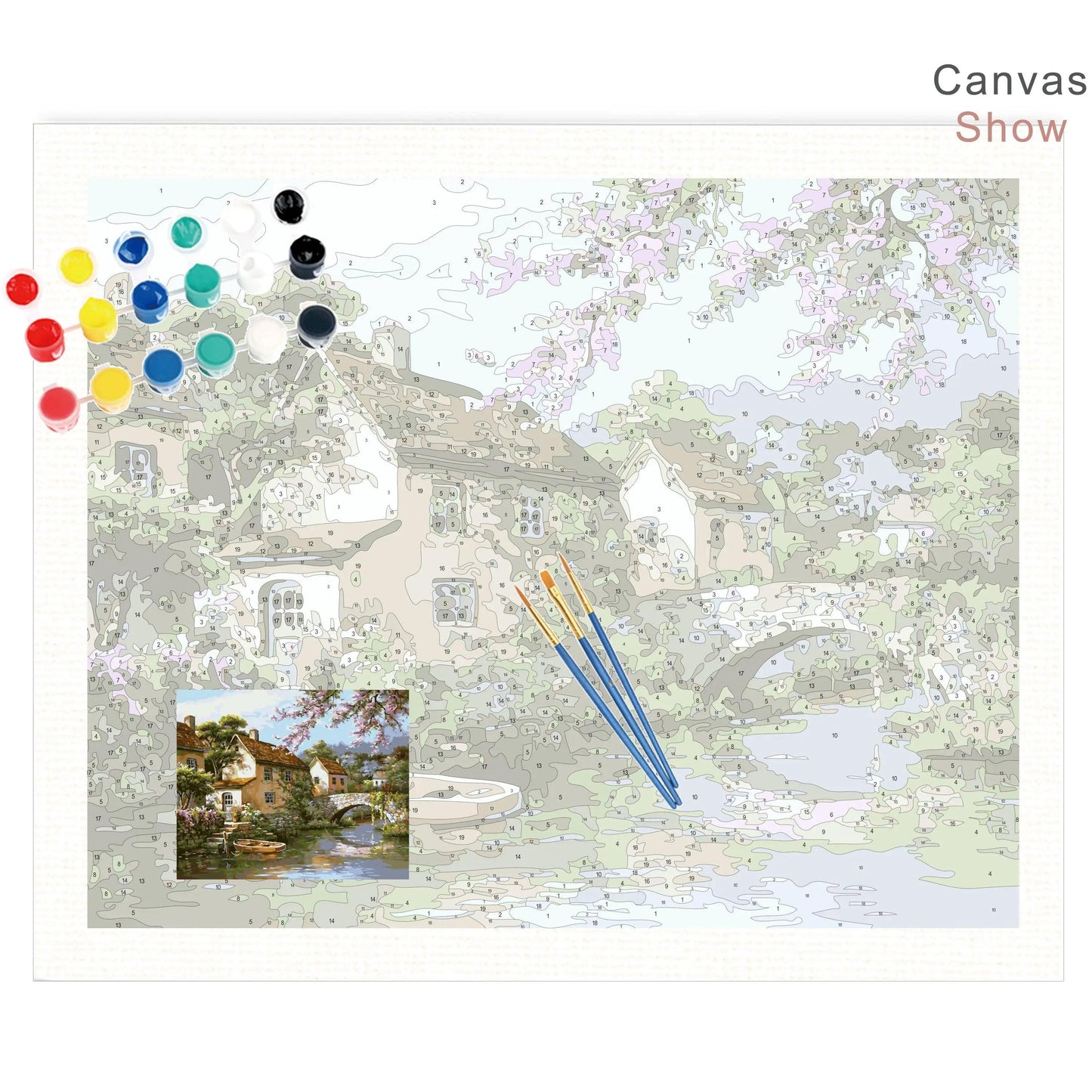 CHENISTORY Chateau by the Lake Painting By Numbers Canvas Ziggy's Pop Toy Shoppe