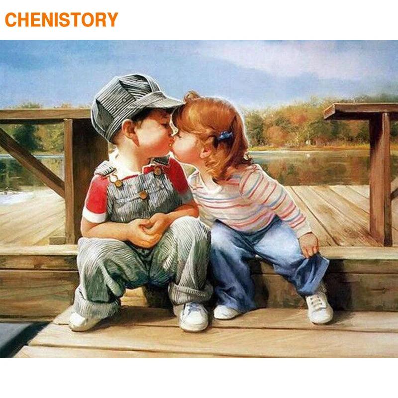 CHENISTORY Happiness Childhood DIY Painting By Numbers Canvas Ziggy's Pop Toy Shoppe