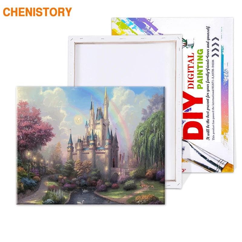 CHENISTORY Rainbow Castle Painting By Numbers Canvas Ziggy's Pop Toy Shoppe