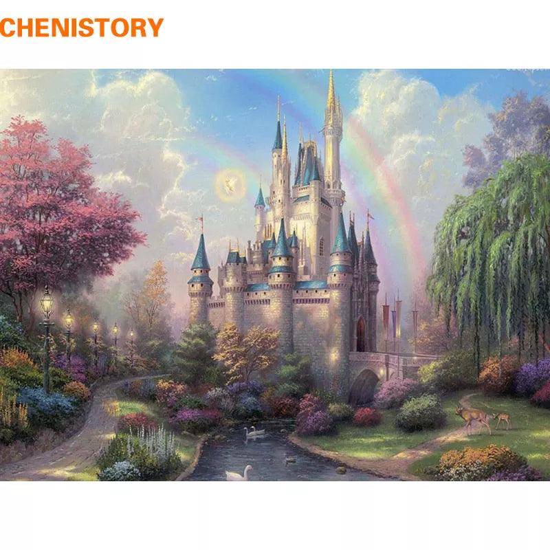 CHENISTORY Rainbow Castle Painting By Numbers Canvas Ziggy's Pop Toy Shoppe