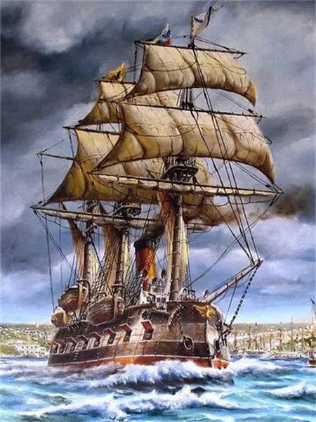 CHENISTORY Sailing Ship Painting By Numbers Canvas Ziggy's Pop Toy Shoppe