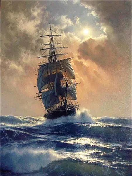 CHENISTORY Sailing Ship Painting By Numbers Canvas Ziggy's Pop Toy Shoppe