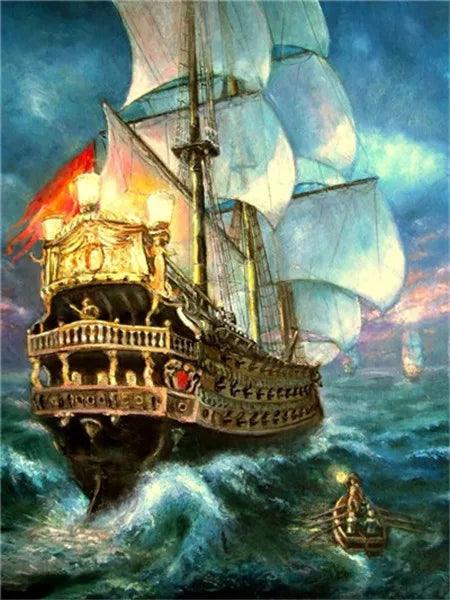 CHENISTORY Sailing Ship Painting By Numbers Canvas Ziggy's Pop Toy Shoppe