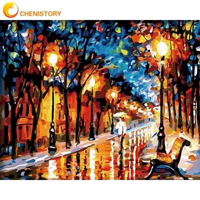 CHENISTORY Unframed Walk In Rain Painting By Number Canvas Ziggy's Pop Toy Shoppe
