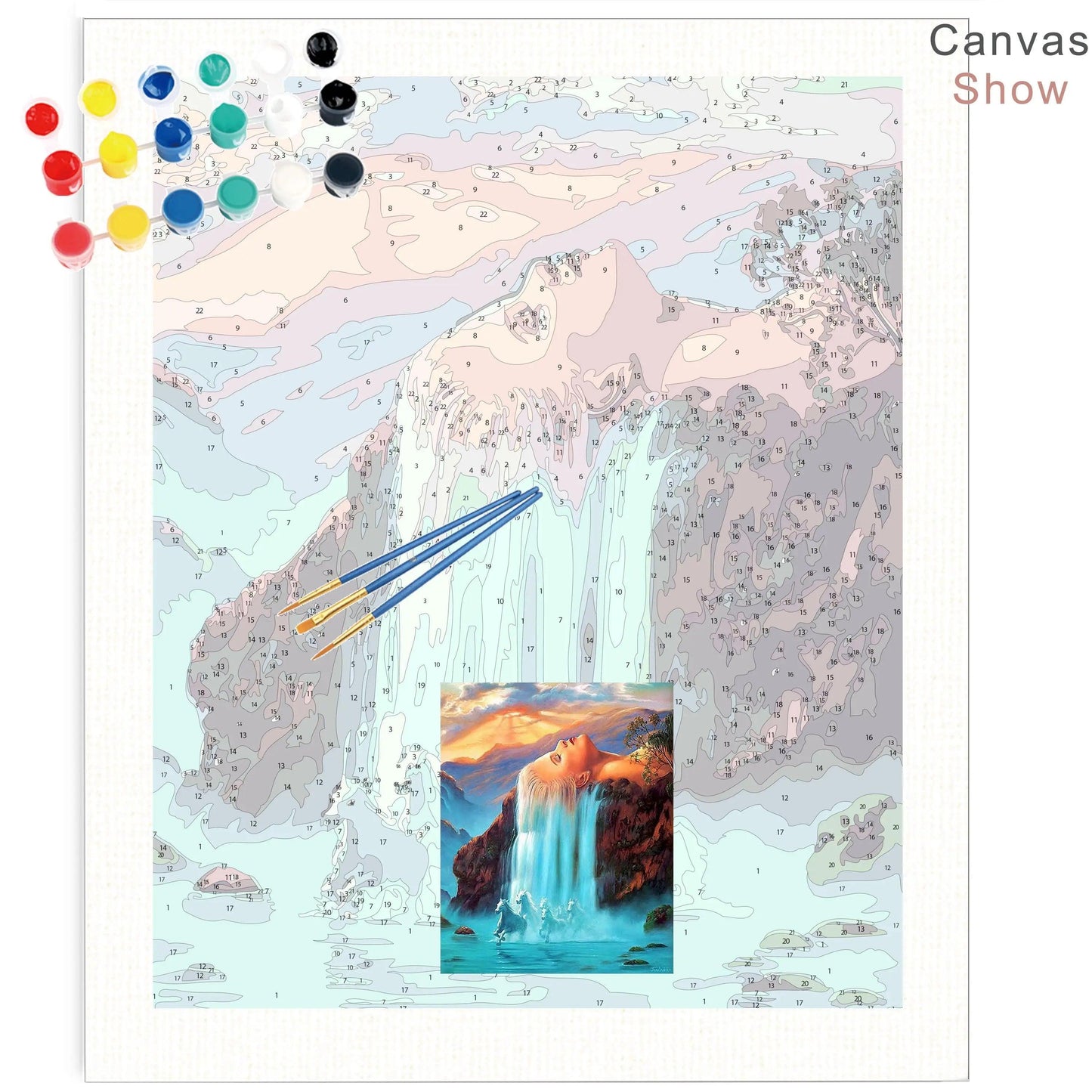 CHENISTORY White Hair Waterfall Painting By Numbers Canvas Ziggy's Pop Toy Shoppe