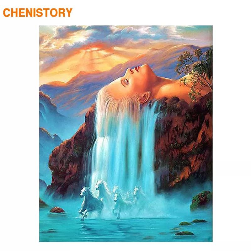 CHENISTORY White Hair Waterfall Painting By Numbers Canvas Ziggy's Pop Toy Shoppe