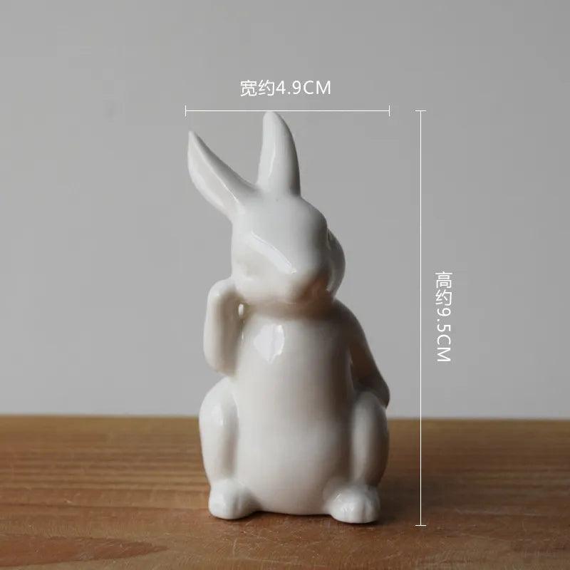 Ceramic Cute Pure White Rabbit Figurines Ziggy's Pop Toy Shoppe