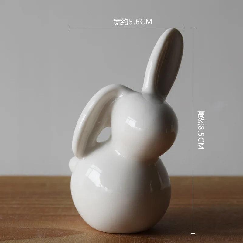 Ceramic Cute Pure White Rabbit Figurines Ziggy's Pop Toy Shoppe