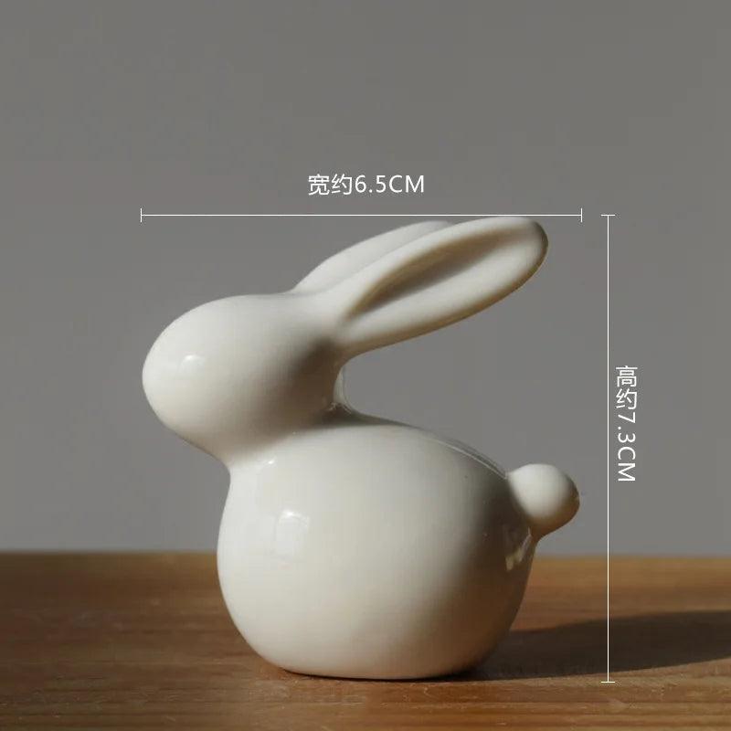 Ceramic Cute Pure White Rabbit Figurines Ziggy's Pop Toy Shoppe