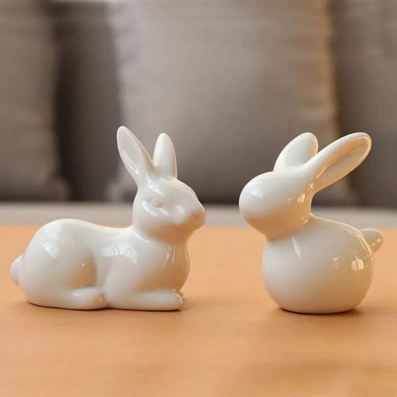 Ceramic Cute Pure White Rabbit Figurines Ziggy's Pop Toy Shoppe