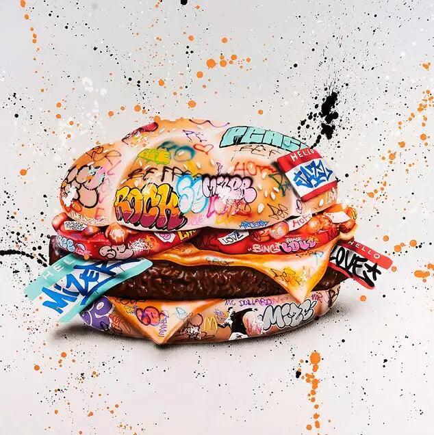 DIY Cross Stitch Graffiti Greasy Hamburger Wall Art Ziggy's Pop Toy Shoppe