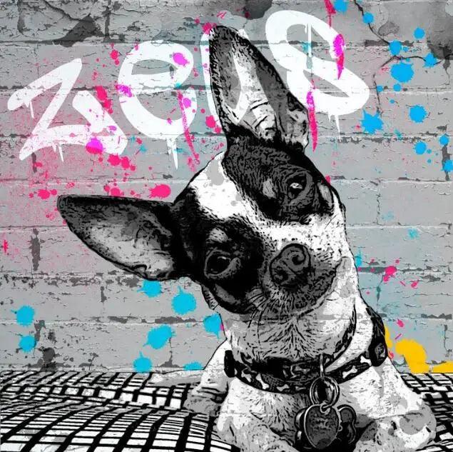 DIY Cross Stitch Graffiti Zeus Dog Wall Art Ziggy's Pop Toy Shoppe