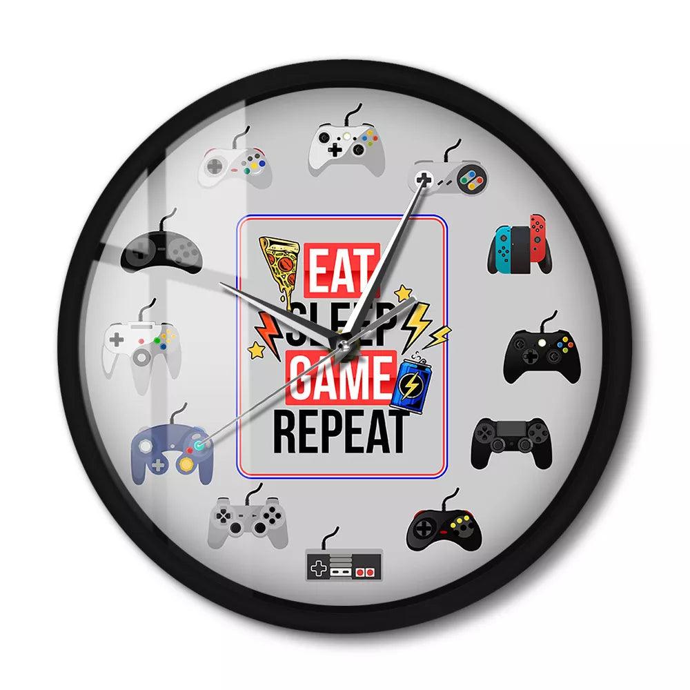 Eat Sleep Game Repeat Gamepad Controllers LED Wall Clock Ziggy's Pop Toy Shoppe