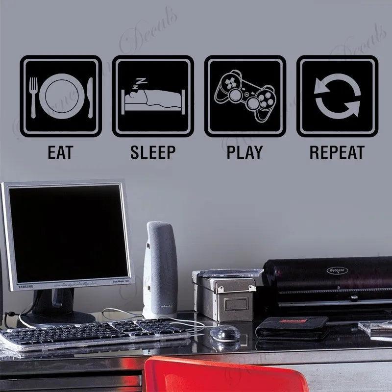 Eat Sleep Play Repeat Gamer Vinyl Wall Stickers Ziggy's Pop Toy Shoppe