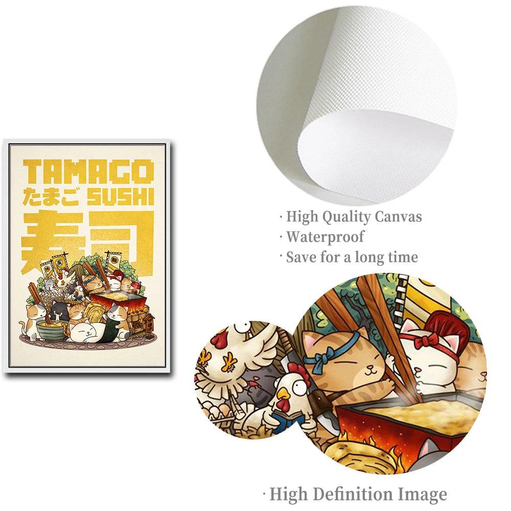 Japanese Funny Sushi Wall Art Prints