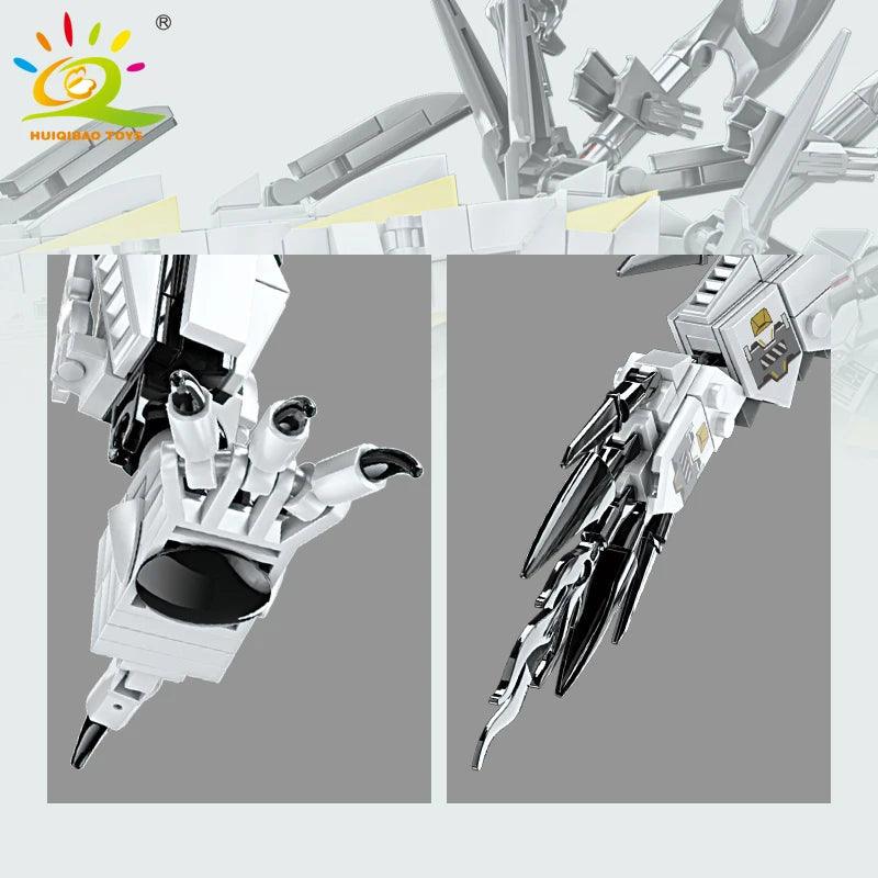 HUIQIBAO 1485PCS White Dragon Building Blocks Set Ziggy's Pop Toy Shoppe