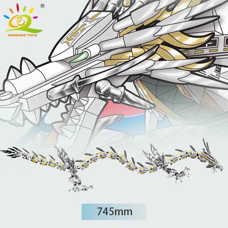 HUIQIBAO 1485PCS White Dragon Building Blocks Set Ziggy's Pop Toy Shoppe