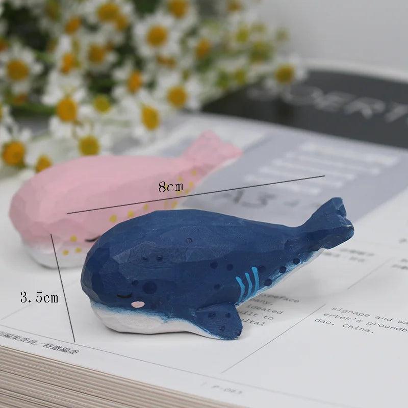 Handmade Wooden Blue Whale Figurine Ziggy's Pop Toy Shoppe