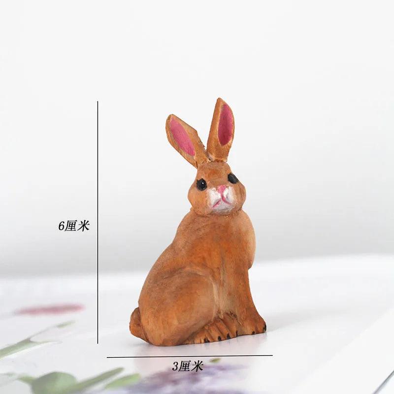 Handmade Wooden Sitting Brown Hare Figurine Ziggy's Pop Toy Shoppe