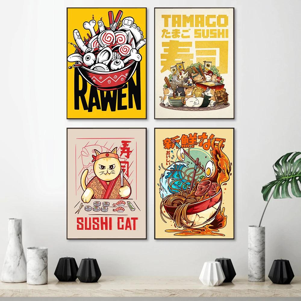 Japanese Funny Ramen Wall Art Prints