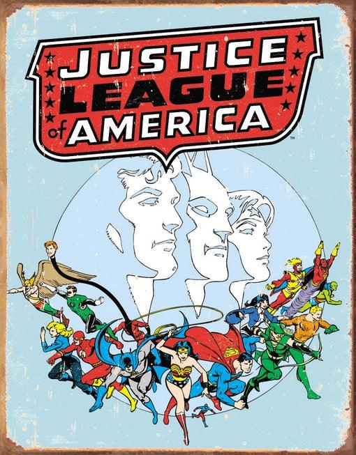 Justice League Retro Tin Sign Ziggy's Pop Toy Shoppe