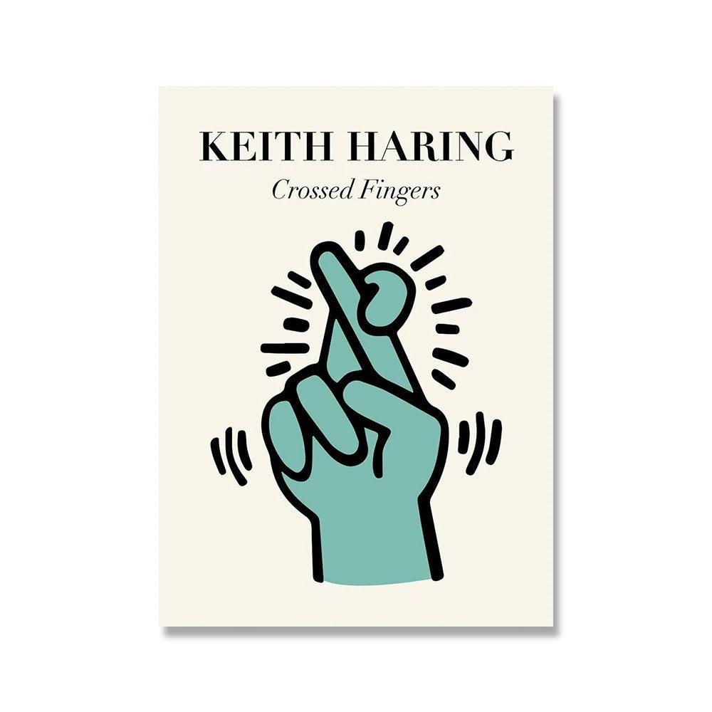 Keith Haring Crossed Fingers Pop Art Canvas Ziggy's Pop Toy Shoppe