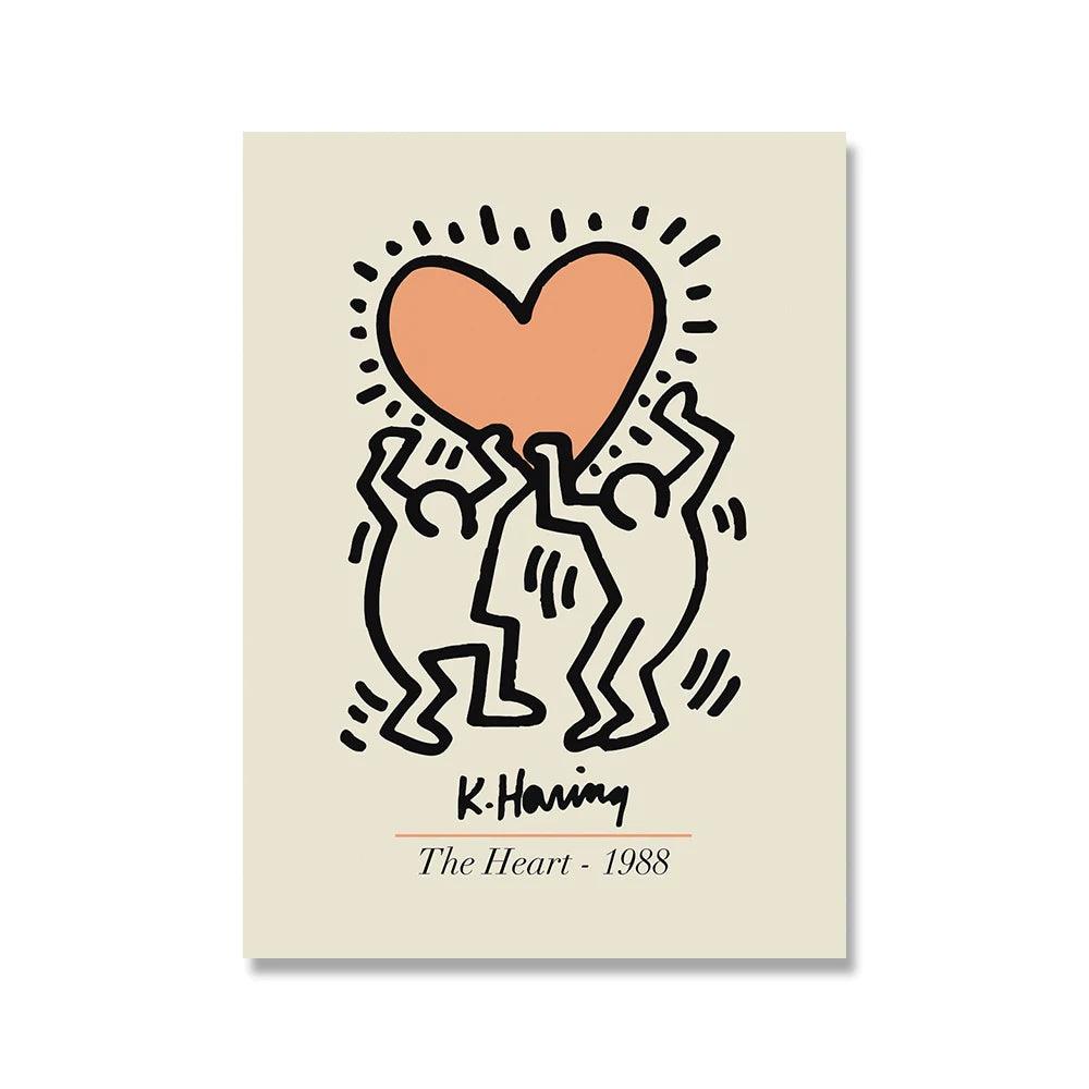 Keith Haring The Heart Pop Art Canvas Ziggy's Pop Toy Shoppe