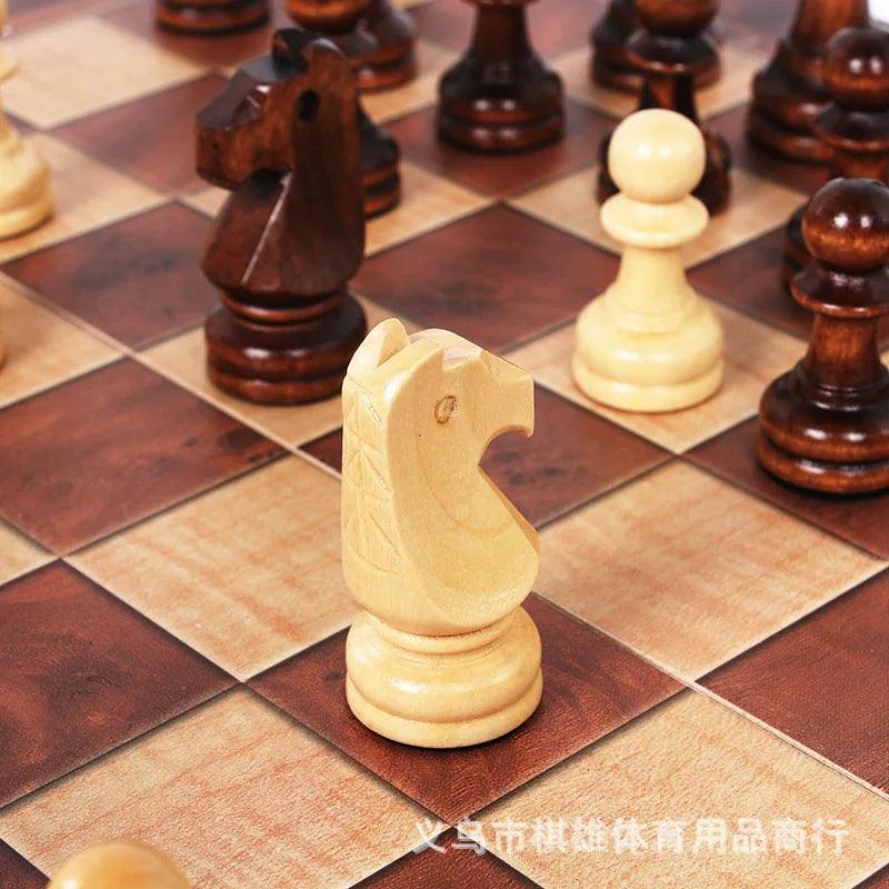 Large size 3-in-1 Wooden Foldable Chess/Checkers Set Ziggy's Pop Toy Shoppe