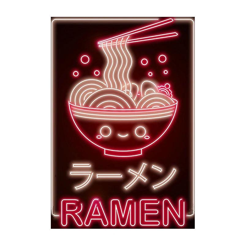 Neon Effect Squinty Ramen Bowl Red Wall Art Ziggy's Pop Toy Shoppe