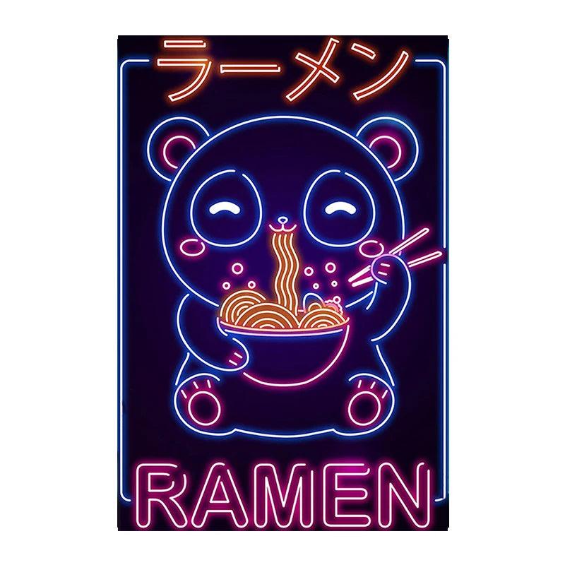 Neon Effect Squinty Ramen Bowl Red Wall Art Ziggy's Pop Toy Shoppe