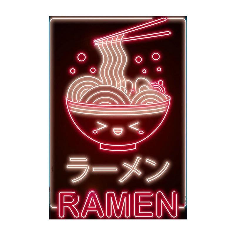 Neon Effect Squinty Ramen Bowl Red Wall Art Ziggy's Pop Toy Shoppe