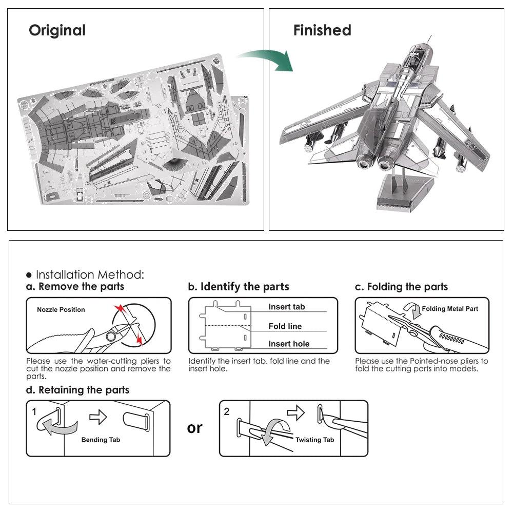 Piececool 3D Metal Tornado Fighter Jet Model Ziggy's Pop Toy Shoppe