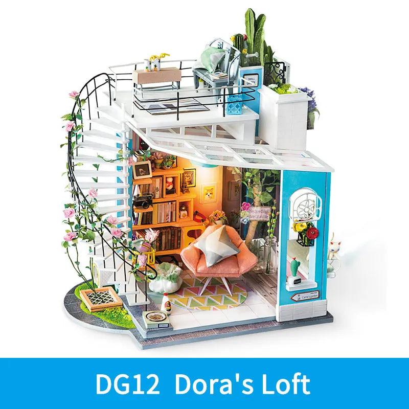 Robotime DIY Dora's Loft Wooden Miniature Dollhouse 1:24 Ziggy's Pop Toy Shoppe