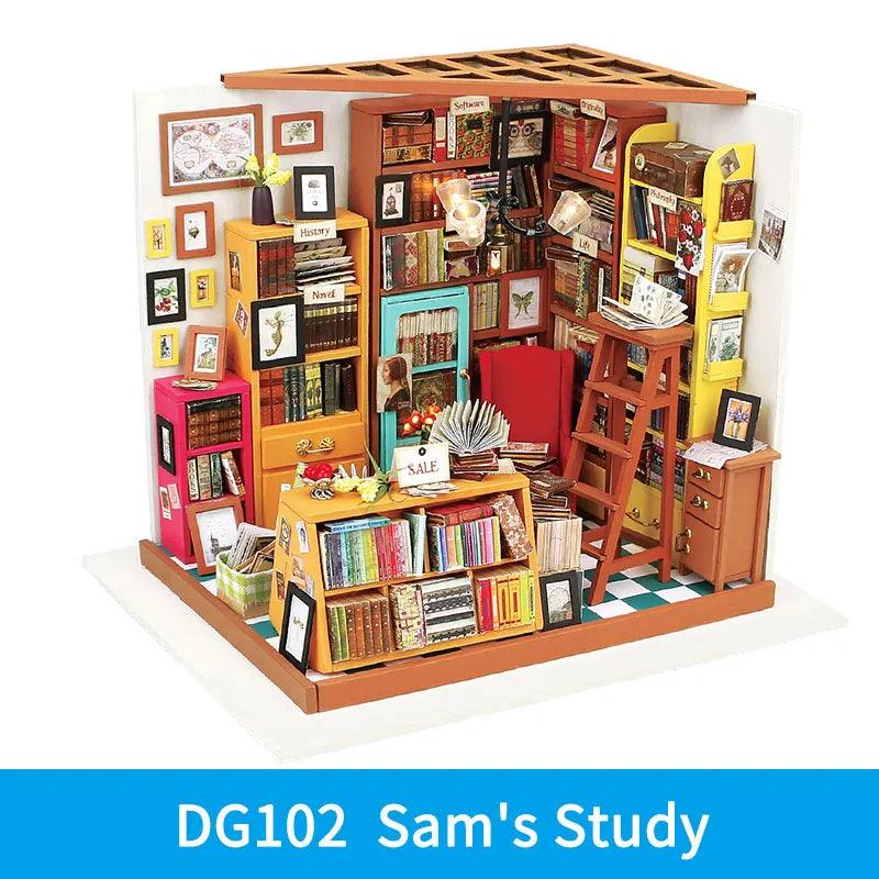 Robotime DIY Sam's Study Wooden Miniature Dollhouse 1:24 Ziggy's Pop Toy Shoppe