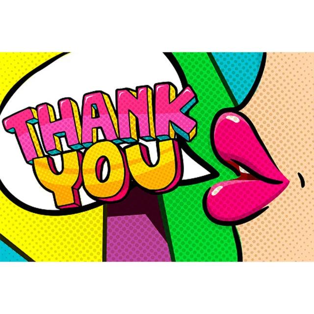 THANK YOU Comic Style Lips Canvas Painting Ziggy's Pop Toy Shoppe
